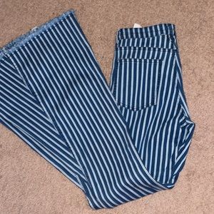 White striped bell bottoms